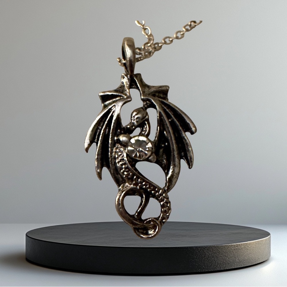 DRAGON Necklace Silver Toned